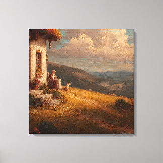 The Old Lady and Her Dog Leinwanddruck