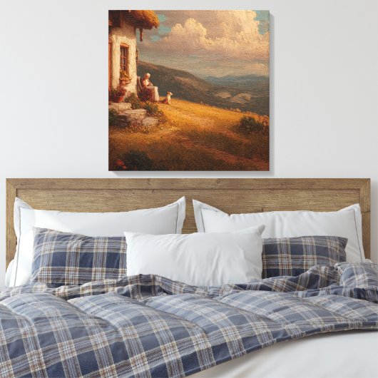 The Old Lady and Her Dog Leinwanddruck (Insitu (Schlafzimmer))