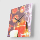 The old Red Candles Quadratische Wanduhr (Winkel)