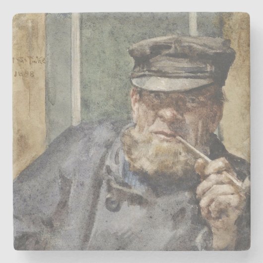 The Old Sea Dog (von Henry Scott Tuke) Steinuntersetzer (Vorderseite)