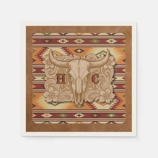 The Old West Frontier Leather Patch Cocktail Napf Serviette (Vorderseite)