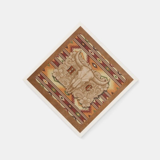 The Old West Frontier Leather Patch Cocktail Napf Serviette (Ecke)