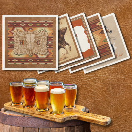 The Old West Frontier Leather Patch Cocktail Napf Serviette