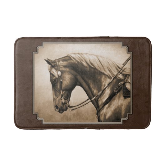 The Old West Quarter Horse Sepia Brown Badematte (Vorderseite)