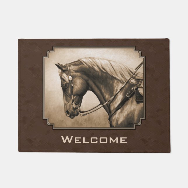 The Old West Quarter Horse Sepia Brown Fußmatte (Vorderseite)