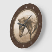 The Old West Quarter Horse Sepia Brown Große Wanduhr (Winkel)
