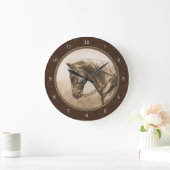 The Old West Quarter Horse Sepia Brown Große Wanduhr (Zuhause)