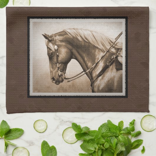 The Old West Quarter Horse Sepia Brown Handtuch (Gefaltet)