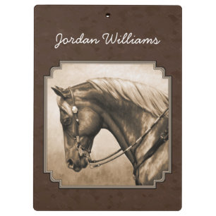 The Old West Quarter Horse Sepia Brown Klemmbrett