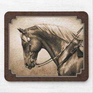 The Old West Quarter Horse Sepia Brown Mousepad