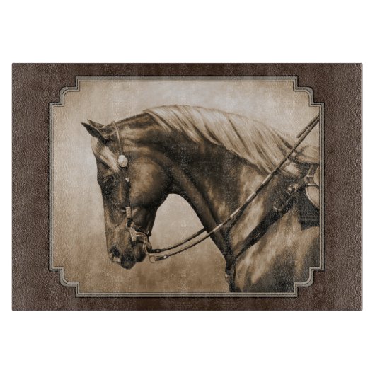 The Old West Quarter Horse Sepia Brown Schneidebrett (Vorderseite)