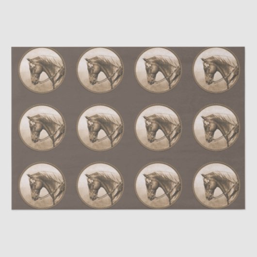 The Old West Quarter Horse Sepia Brown Seidenpapier (Vorderseite)