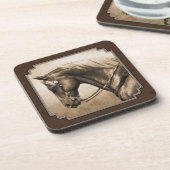 The Old West Quarter Horse Sepia Brown Untersetzer (Linke Seite)