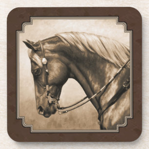 The Old West Quarter Horse Sepia Brown Untersetzer