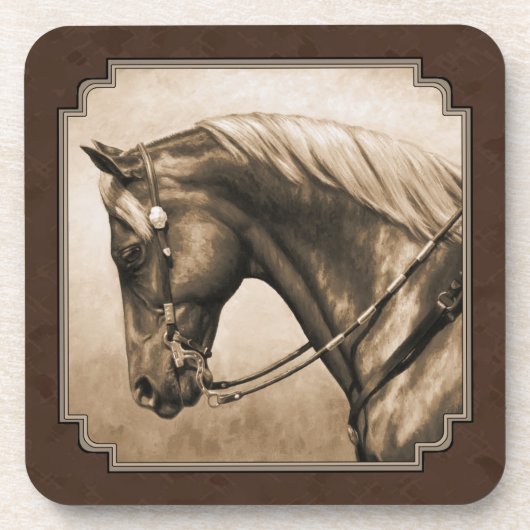 The Old West Quarter Horse Sepia Brown Untersetzer (Vorderseite)