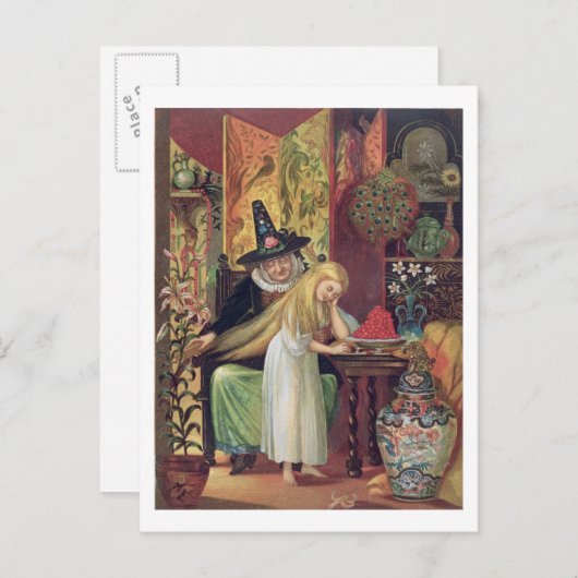 The Old Witch combing Gerda's hair with a golden c Postkarte (Vorne/Hinten)