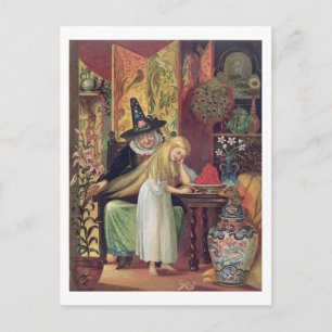 The Old Witch combing Gerda's hair with a golden c Postkarte