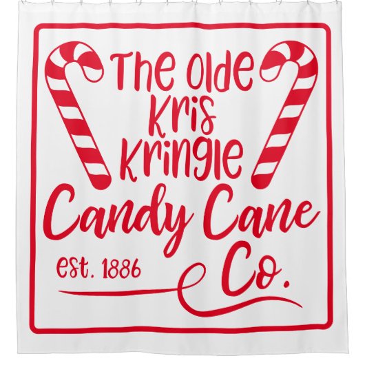 The Olde Kris Kringle Candy Cane Co Est 1886 Duschvorhang (Vorderseite)