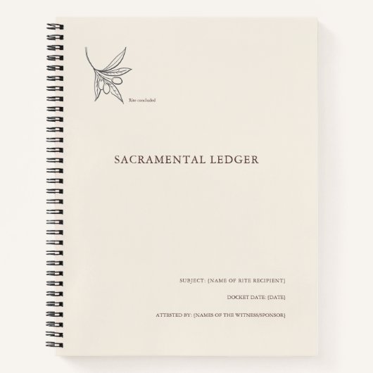 The Olive Branch- Minimalist Sacramental Notebook Notizblock (Vorderseite)