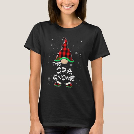 The Opa Gnome Red Buffalo Plaid Christmas Pajama T-Shirt (Vorderseite)