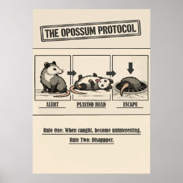 The Opossum Protocol Retro Humor Poster