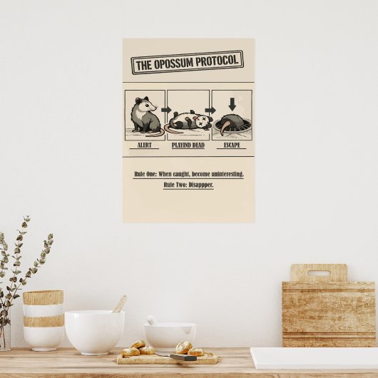 The Opossum Protocol Retro Humor Poster (Küche)