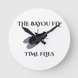 The Original Bayou Fly  Time Flies Runde Wanduhr
