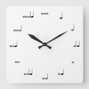 The Original Music Note Clock Quadratische Wanduhr