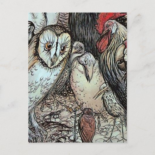 "The Owl and the Birds" von Arthur Rackham Postkarte (Vorderseite)