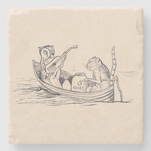 The Owl and the Pussycat (von Edward Lear) Steinuntersetzer (Vorderseite)