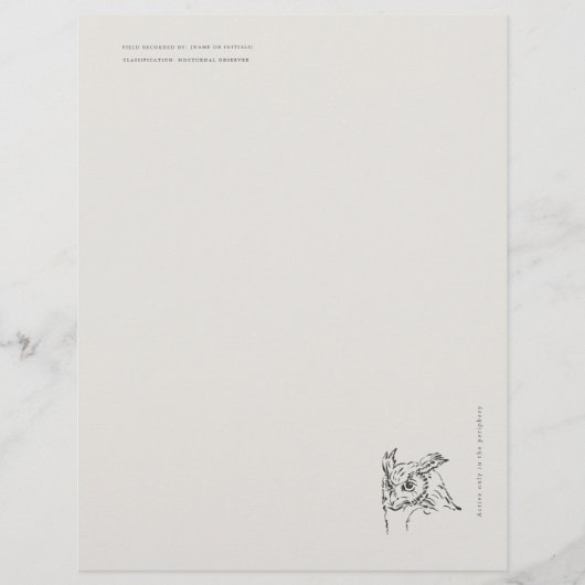 The Owl- Naturalist Menagerie Archive  Briefbogen (Vorderseite)