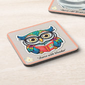 "The Owl Reader" Getränkeuntersetzer (Linke Seite)