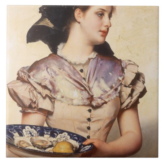 The Oyster Girl (von Karl Gussow) Fliese (Vorderseite)