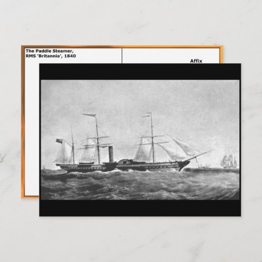 The Paddle Steamer, RMS "Britannia", 1840 Postkarte (Vorne/Hinten)