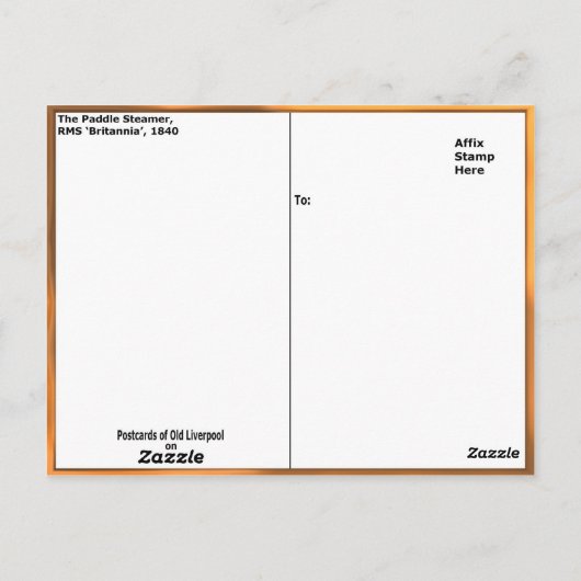 The Paddle Steamer, RMS "Britannia", 1840 Postkarte (Rückseite)