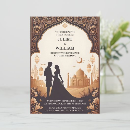 The Palace Hindi Henna Mehndi Indian Style Wedding Einladung (Stehend Vorderseite)