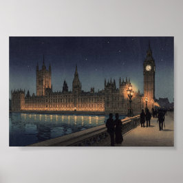 The Palace of Westminster Japanese Woodblock Print Poster