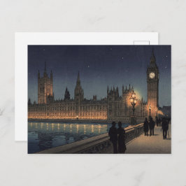 The Palace of Westminster Japanese Woodblock Print Postkarte
