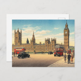 The Palace of Westminster Japanese Woodblock Print Postkarte