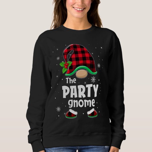 The Party Gnome Buffalo Plaid Christmas Matching F Sweatshirt (Vorderseite)