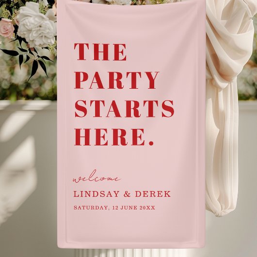 The Party Stars Here! Bold Font Wedding Welcome Banner