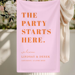 The Party Stars Here! Bold Font Wedding Welcome Banner