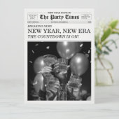 The Party Times Newspaper New Year New Era Einladung (Stehend Vorderseite)