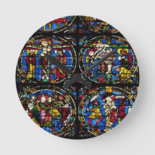 The Passion, lancet window in the west facade, 12t Runde Wanduhr (Vorderseite)