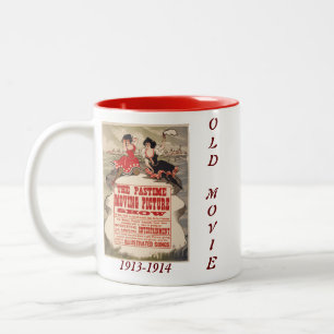 The Pastime Moving Picicicile Old Movie Poster Tas Zweifarbige Tasse