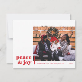 The Peace and Joy Corner Modern Foto Holiday Card Feiertagskarte