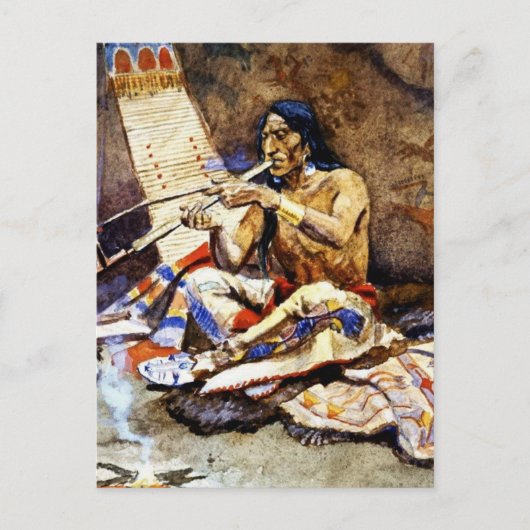 "The Peace Pipe" von Charles M Russell Postkarte (Vorderseite)