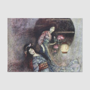 "The Peony Lantern" von Warwick Goble Seidenpapier