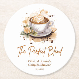 The Perfect Blend Coffee Wedding Couples Shower Runder Pappuntersetzer