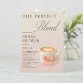 The Perfect Blend Coquette Coffee Bridal Shower Einladung (Stehend Vorderseite)